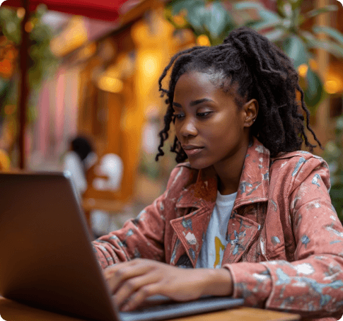 Student working on laptop